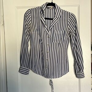 Anthropologie Blue and White Striped Blouse